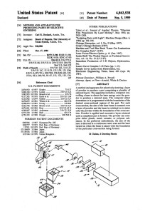 Una pagina di uno dei brevetti originali della sinterizzazione laser selettiva, il più importante dei quali è scaduto lo scorso febbraio.