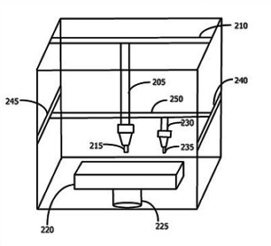 Un disegno del brevetto della stampante Apple che Appleinsider ha trovato presso l'Uspto